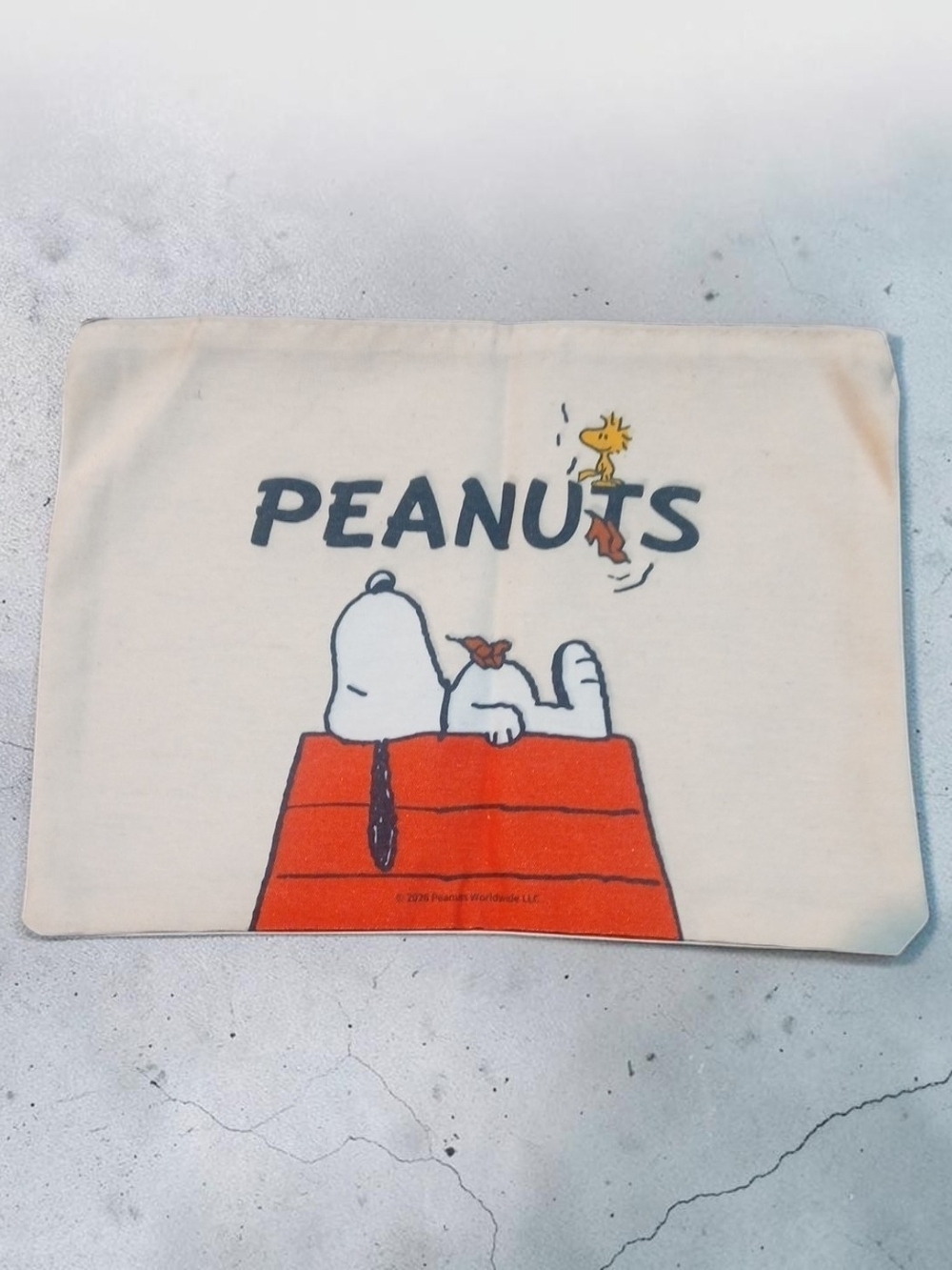 Peanuts - Large Snoopy Canvas Cosmetic Bag, 10 X 8 in. Zipper Closure,